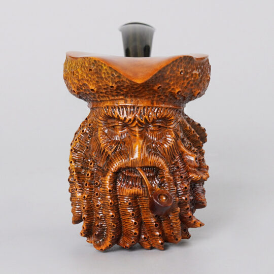 Hand-Carved Pirate-Themed Tobacco Pipe