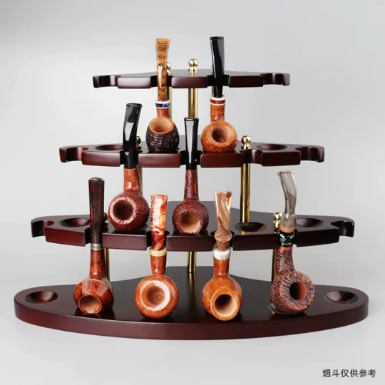 Vintage Black Walnut 15-Slot Smoking Pipe Stand
