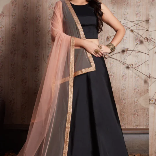 Black Silk Eid Lehenga & Choli