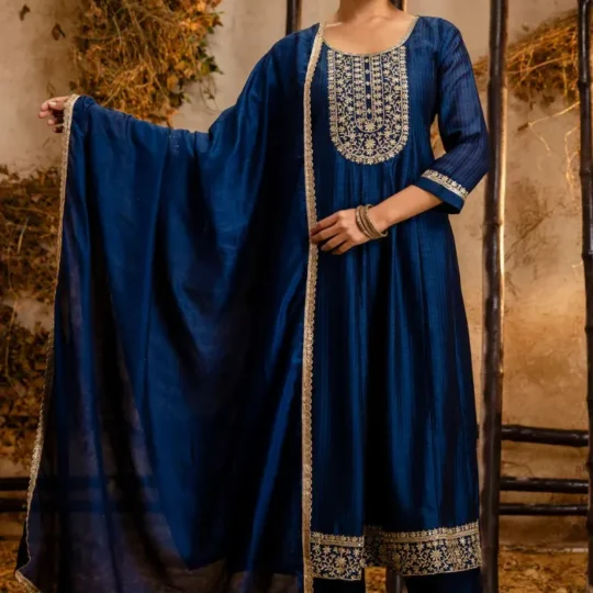 Silk Blend Anarkali Kurta Set